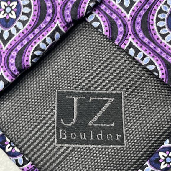 JZ Richards Boulder Silk Tie Purple Mens Designer Medallion Hand Made Necktie - Picture 8 of 10